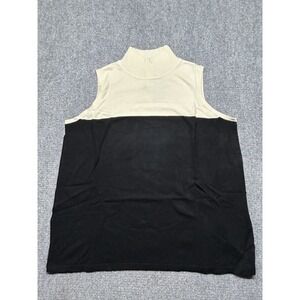WynneLayers Sweater Womens 1X Black Ivory Colorblock Sleeveless Mock Neck Top